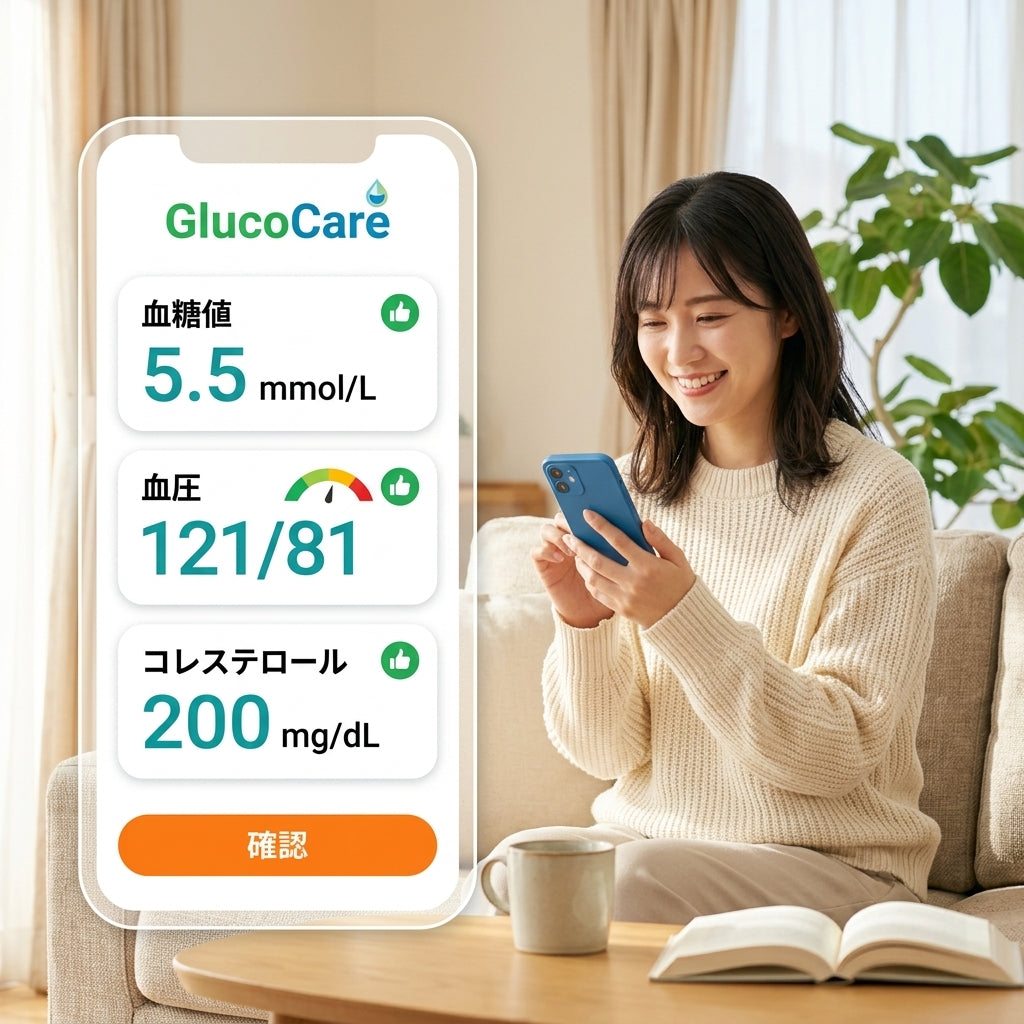 【GlucoCare™】3-in-1スマート健康モニター｜指先ワンタッチで、毎日の健康チェック習慣を